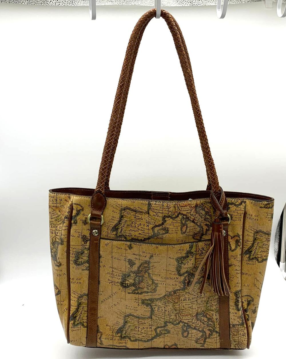 Patricia Nash Leather Handbags Cameley Tote Brown European Map